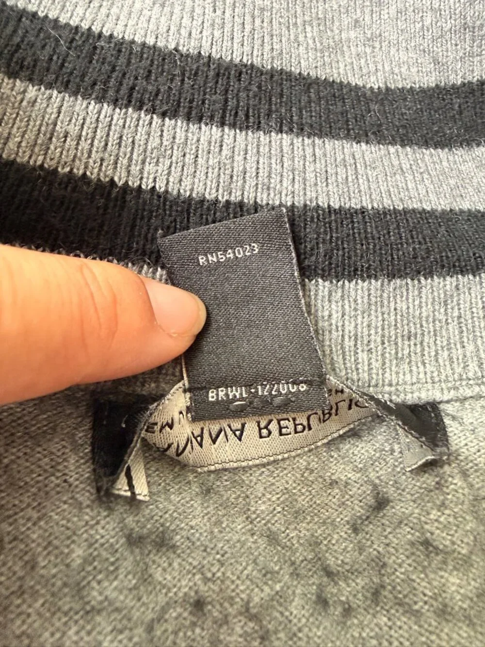 Banana Republic Cotton Cashmere Quarter Zip Sweater Gray Black Men's M
